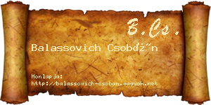 Balassovich Csobán névjegykártya